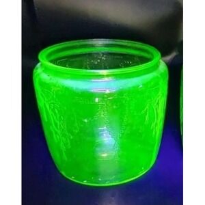 Uranium Depression Glass‎ Cookie Jar Canister Cameo Ballerina 6" x 6" No Lid